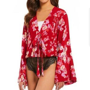 Free People Intimately Free Floral Blouse Bodysuit